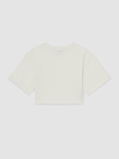 Reiss Featured - 4-9 yrs Oversize Cotton Cropped T-Shirt in Ivory