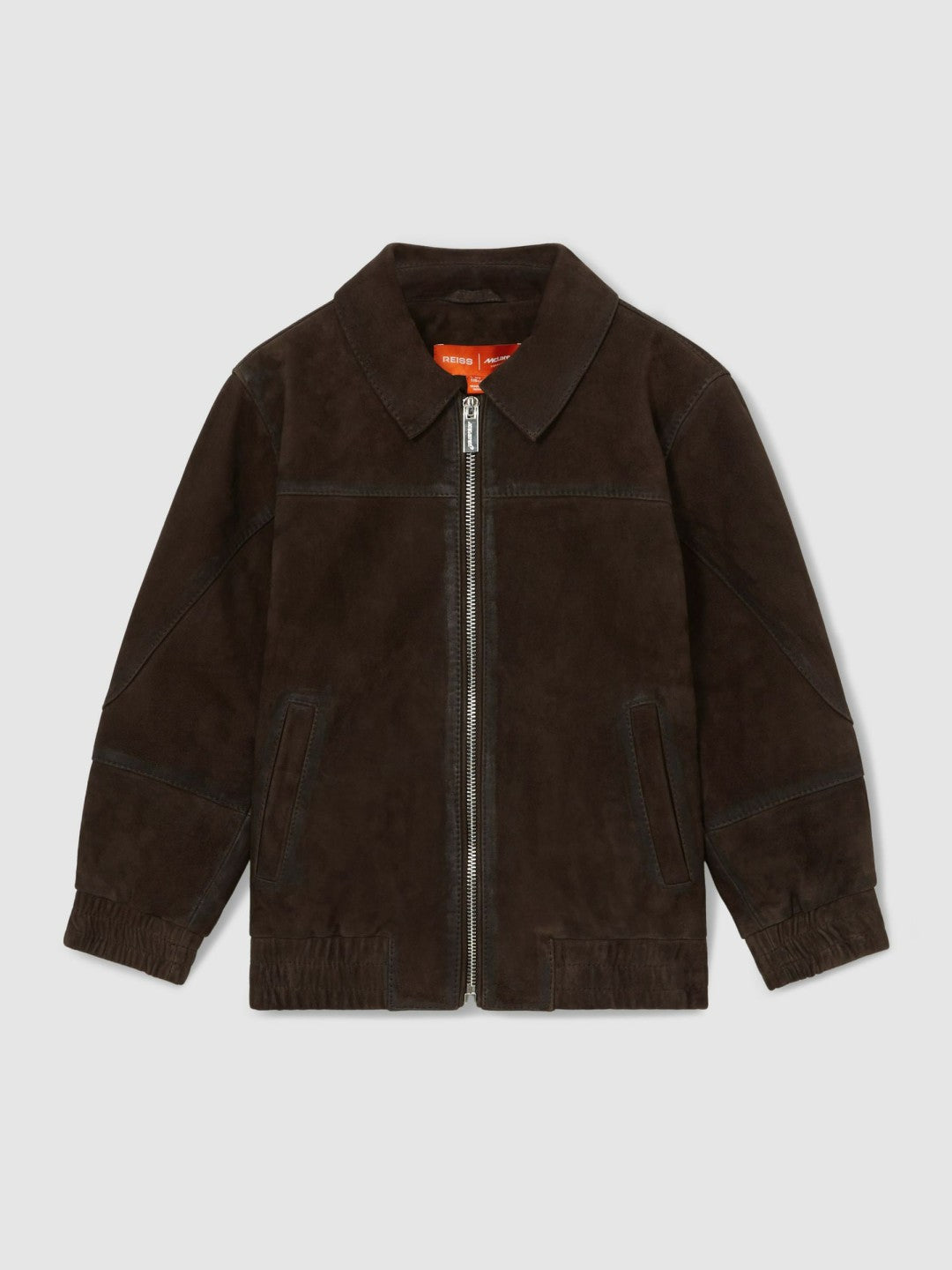 Reiss Sale - 13-14 yrs Unisex Fit McLaren F1 Team Suede Bomber Jacket in Distressed Brown