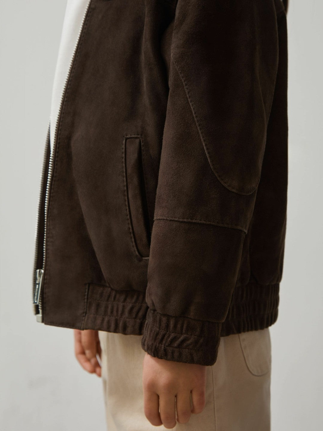 Reiss Sale - 13-14 yrs Unisex Fit McLaren F1 Team Suede Bomber Jacket in Distressed Brown