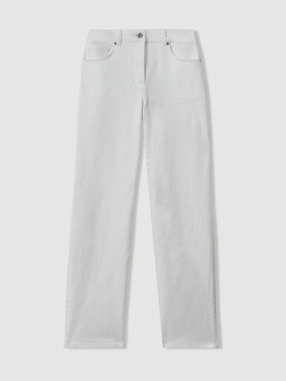 Reiss Featured - Petite Mid-Rise Straight-Leg Jeans in White
