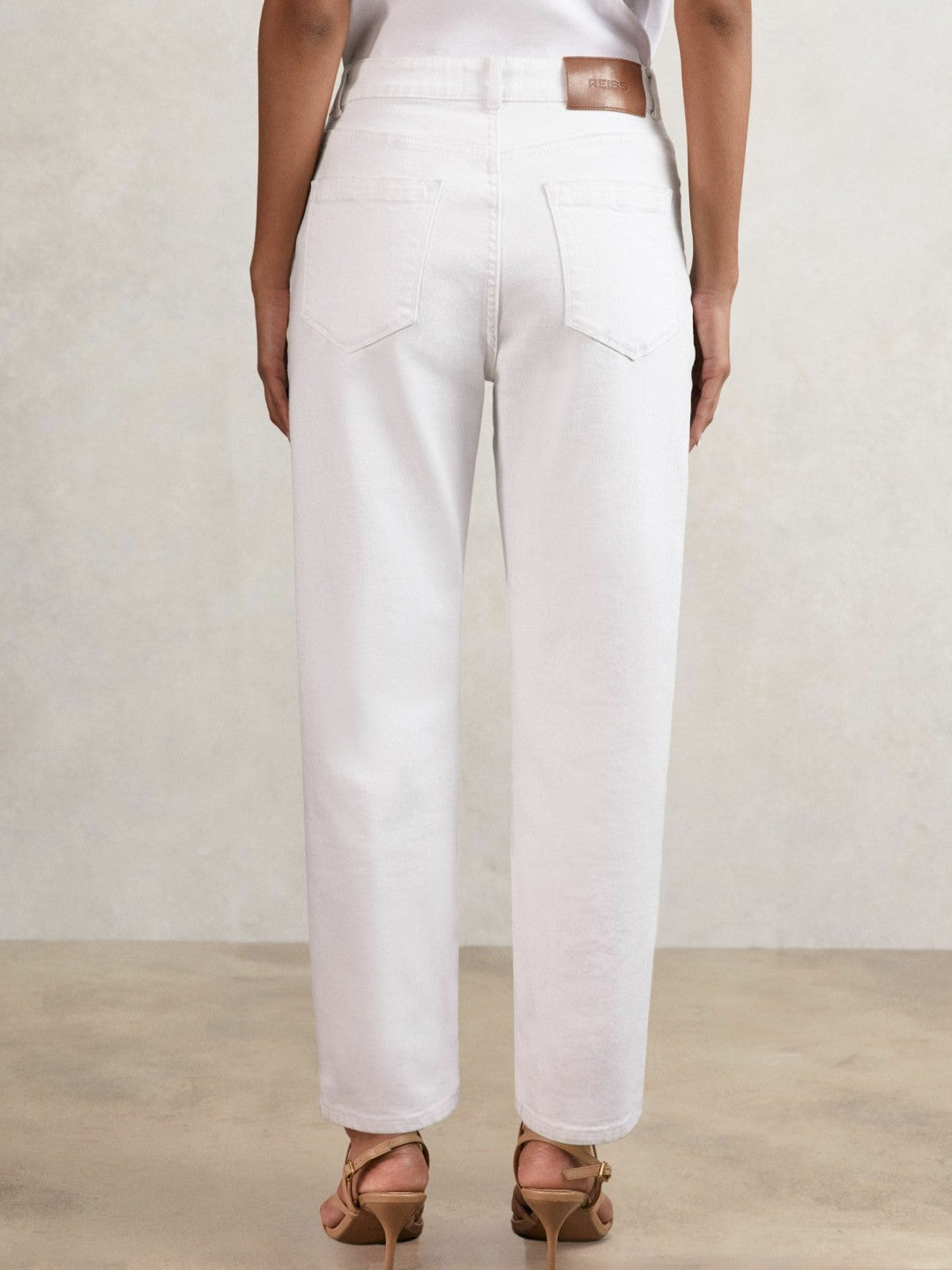 Reiss Featured - Petite Mid-Rise Straight-Leg Jeans in White