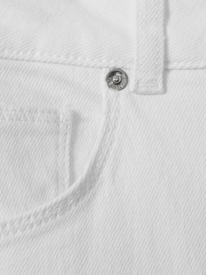 Reiss Featured - Petite Mid-Rise Straight-Leg Jeans in White