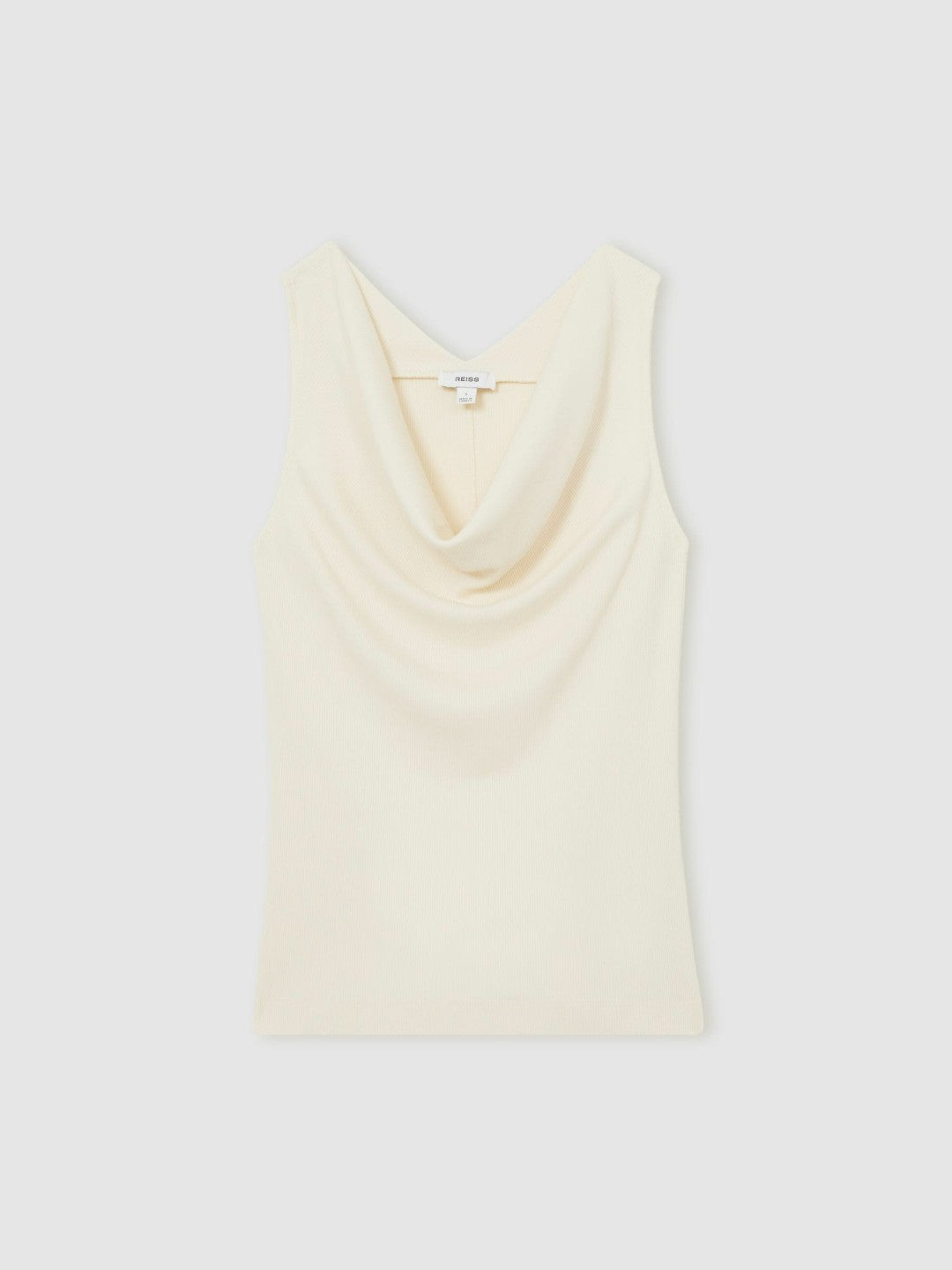Reiss Sale - Ribbed Cowl-Neck Vest in Ivory