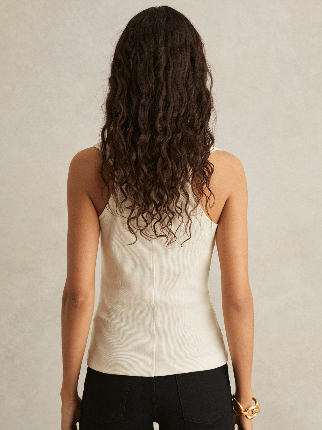 Reiss Sale - Ribbed Cowl-Neck Vest in Ivory