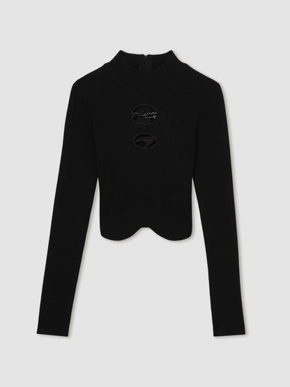 Reiss Affordable - McLaren F1 Team Cut-Out Knit Crop Top in Black