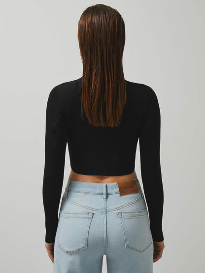 Reiss Affordable - McLaren F1 Team Cut-Out Knit Crop Top in Black