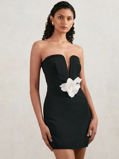 Reiss Featured - Halston Strapless Fitted Mini Dress in Black