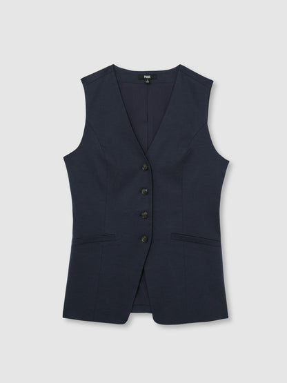 Reiss Featured - Paige Button-Through Vest in Dark Ink Blue