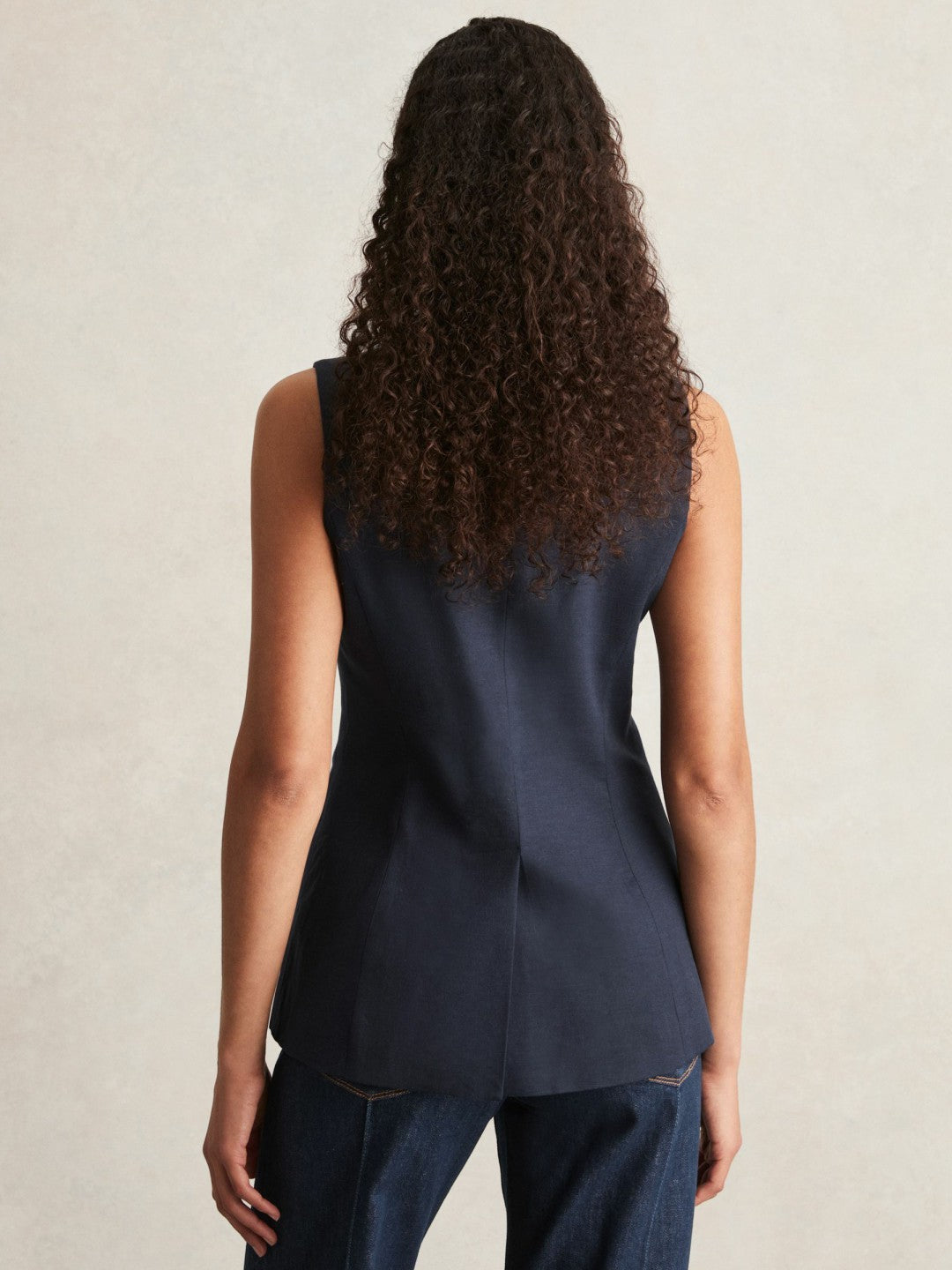 Reiss Featured - Paige Button-Through Vest in Dark Ink Blue
