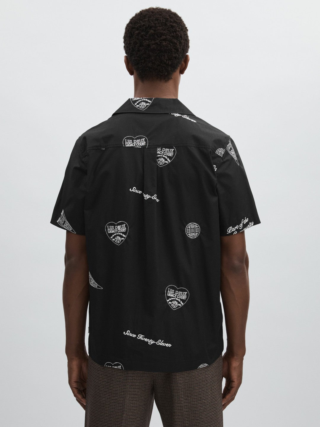Reiss Popular Choice - Les Deux Cotton Embroidered Shirt in Black Print