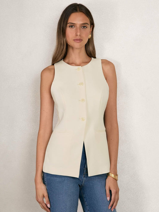 Reiss Popular Choice - Luxe Suiting Vest in Cream