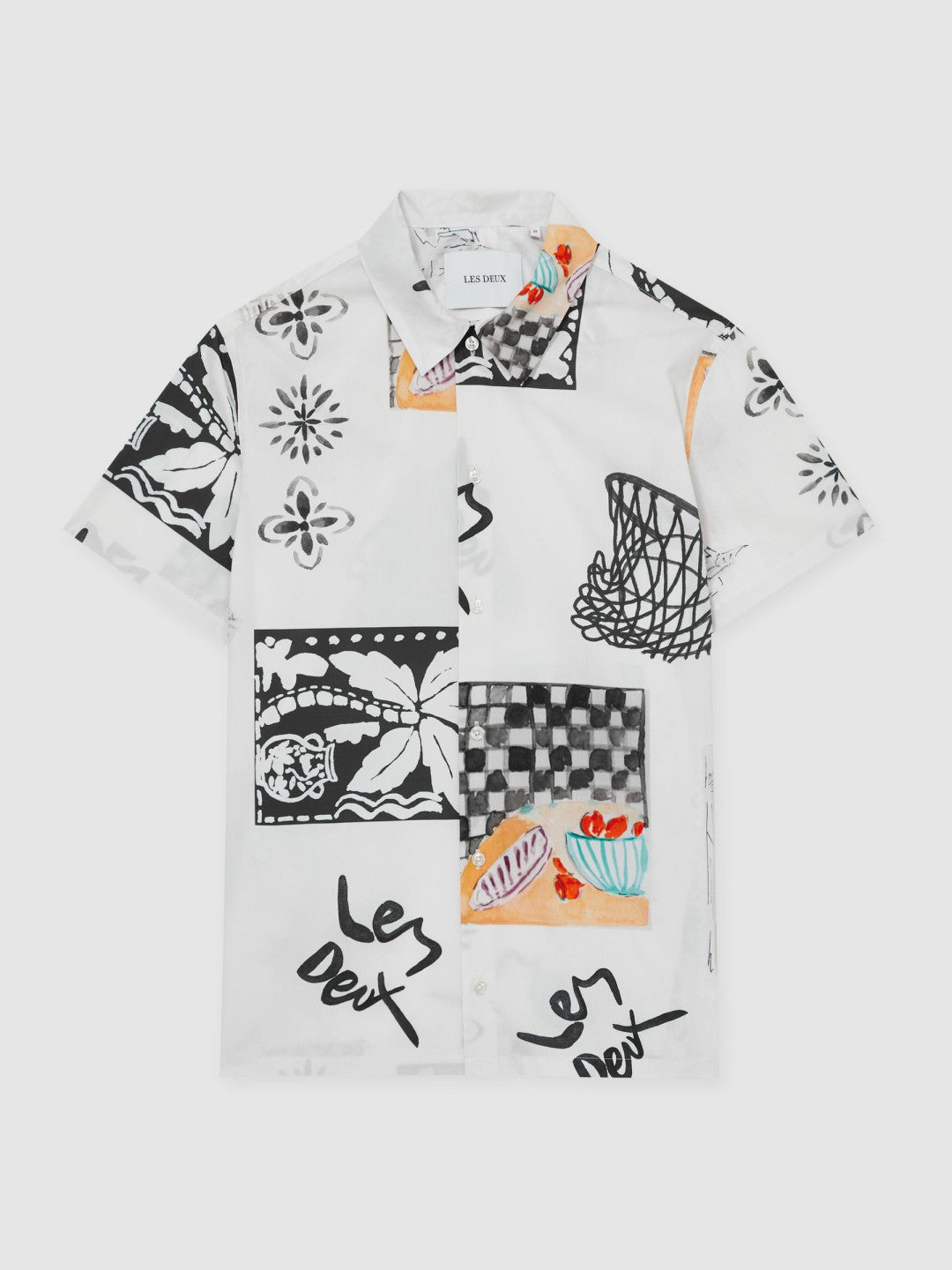 Reiss Best Seller - Les Deux Cotton Graphic-Print Shirt in Ivory Print