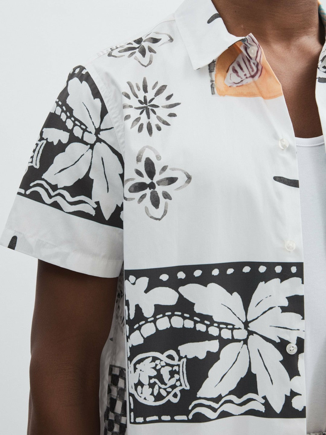 Reiss Best Seller - Les Deux Cotton Graphic-Print Shirt in Ivory Print