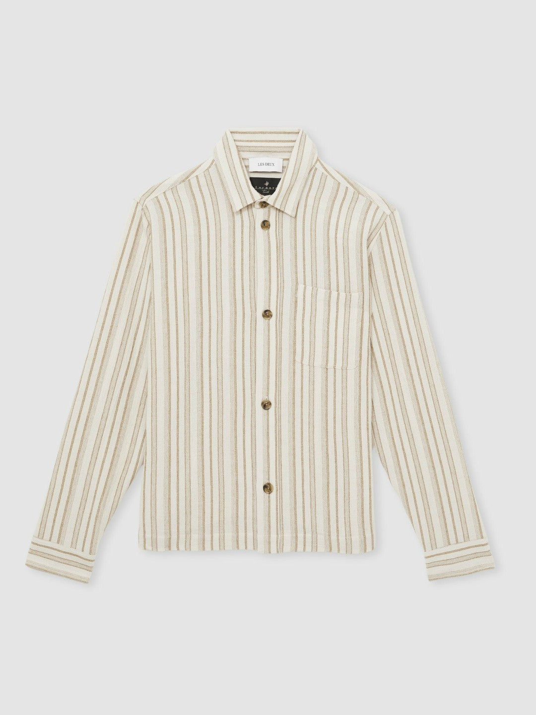 Reiss Deal - Les Deux Cotton-Blend Stripe Overshirt in Ivory