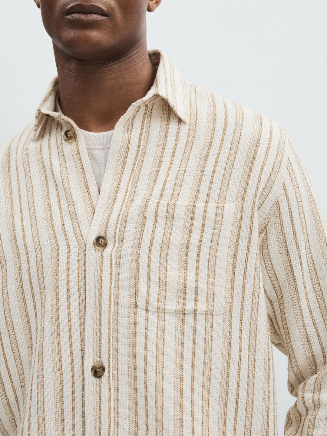 Reiss Deal - Les Deux Cotton-Blend Stripe Overshirt in Ivory