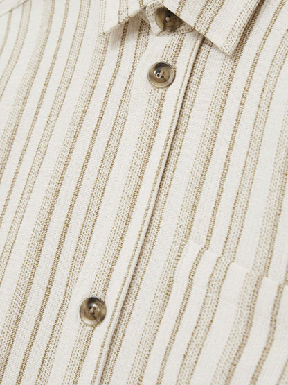 Reiss Deal - Les Deux Cotton-Blend Stripe Overshirt in Ivory