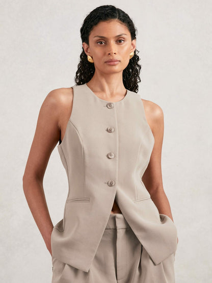 Reiss Affordable - Luxe Suiting Vest in Beige