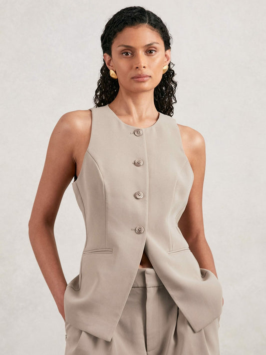 Reiss Affordable - Luxe Suiting Vest in Beige