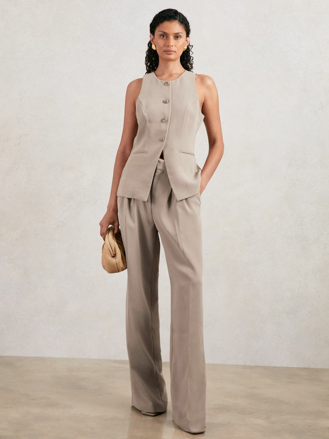 Reiss Affordable - Luxe Suiting Vest in Beige