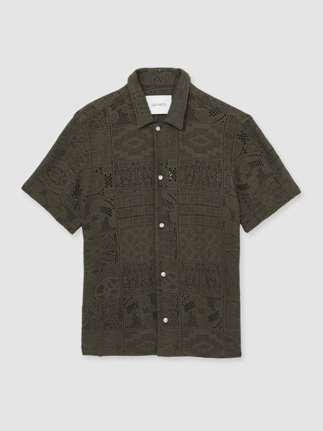 Reiss Featured - Les Deux Blend Lace Shirt in Olive Green