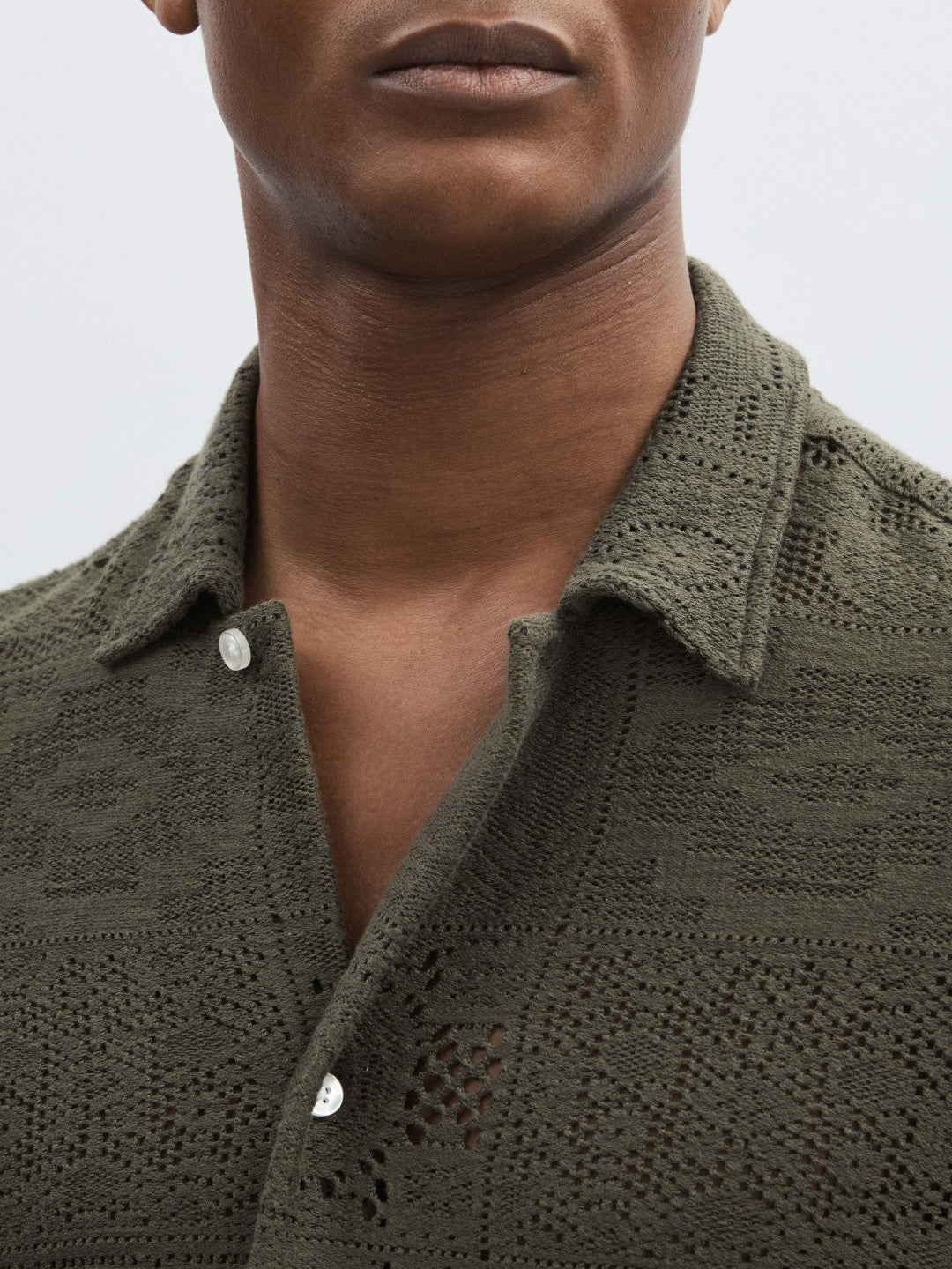 Reiss Featured - Les Deux Blend Lace Shirt in Olive Green