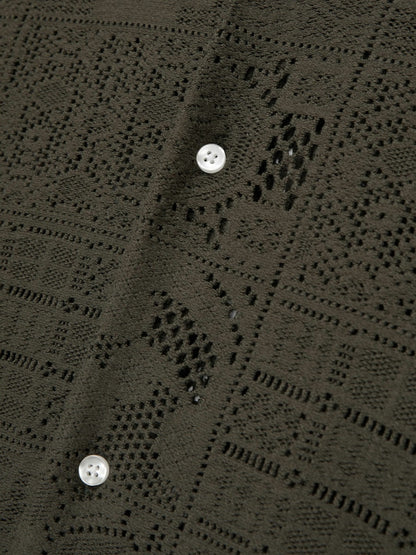 Reiss Featured - Les Deux Blend Lace Shirt in Olive Green