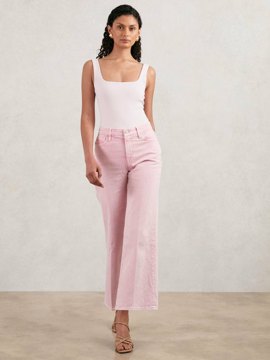 Reiss Featured - Cropped Palazzo Jeans in Rose Pink