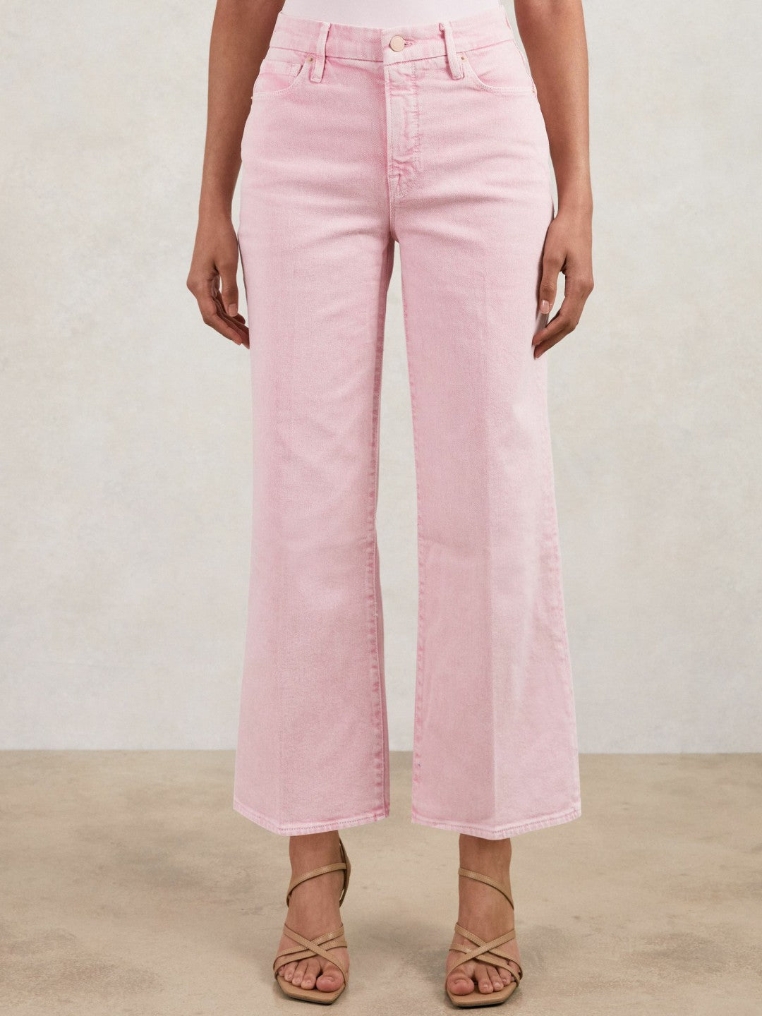 Reiss Featured - Cropped Palazzo Jeans in Rose Pink