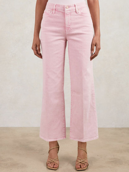 Reiss Featured - Cropped Palazzo Jeans in Rose Pink