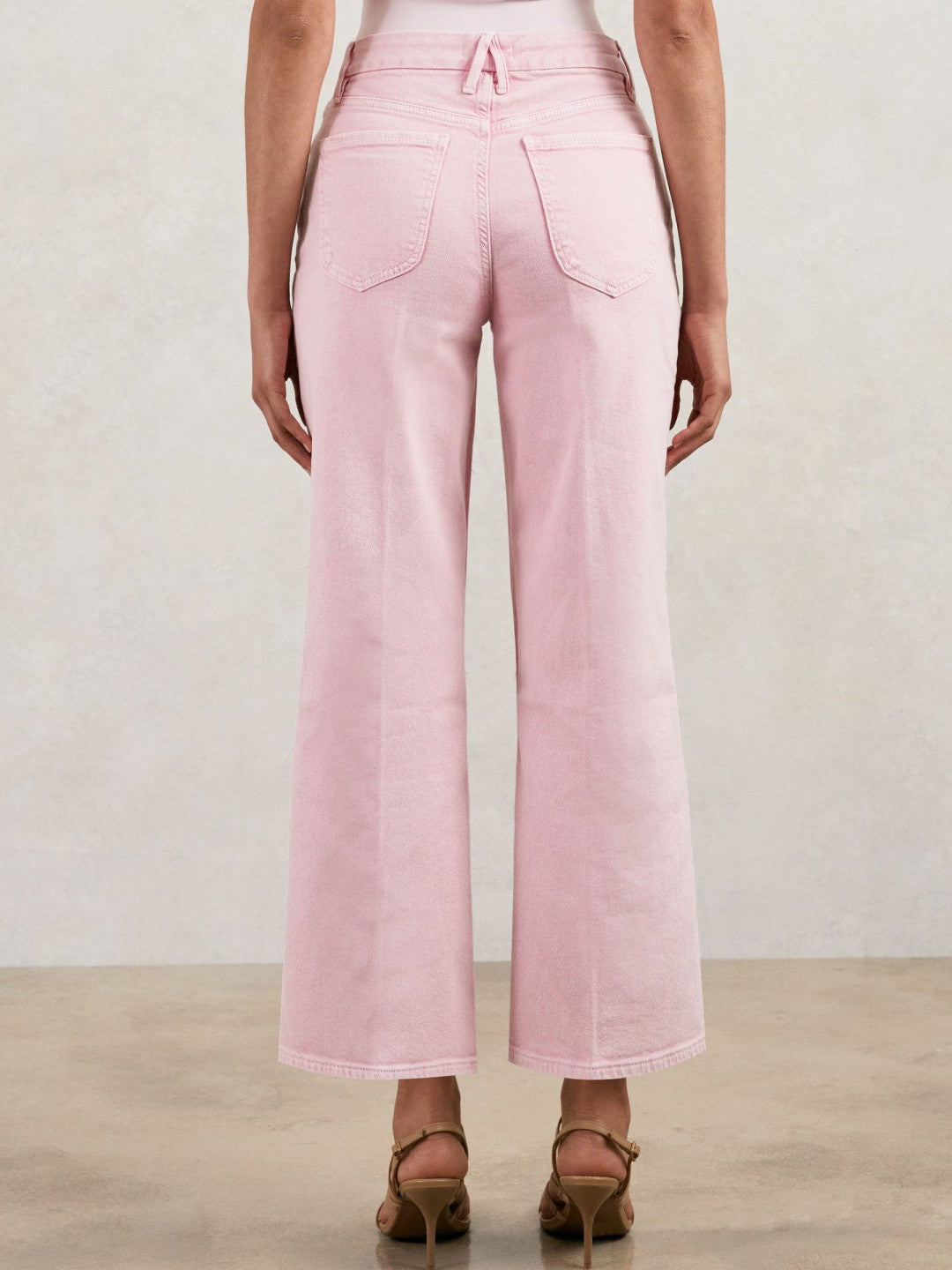 Reiss Featured - Cropped Palazzo Jeans in Rose Pink