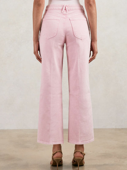 Reiss Featured - Cropped Palazzo Jeans in Rose Pink