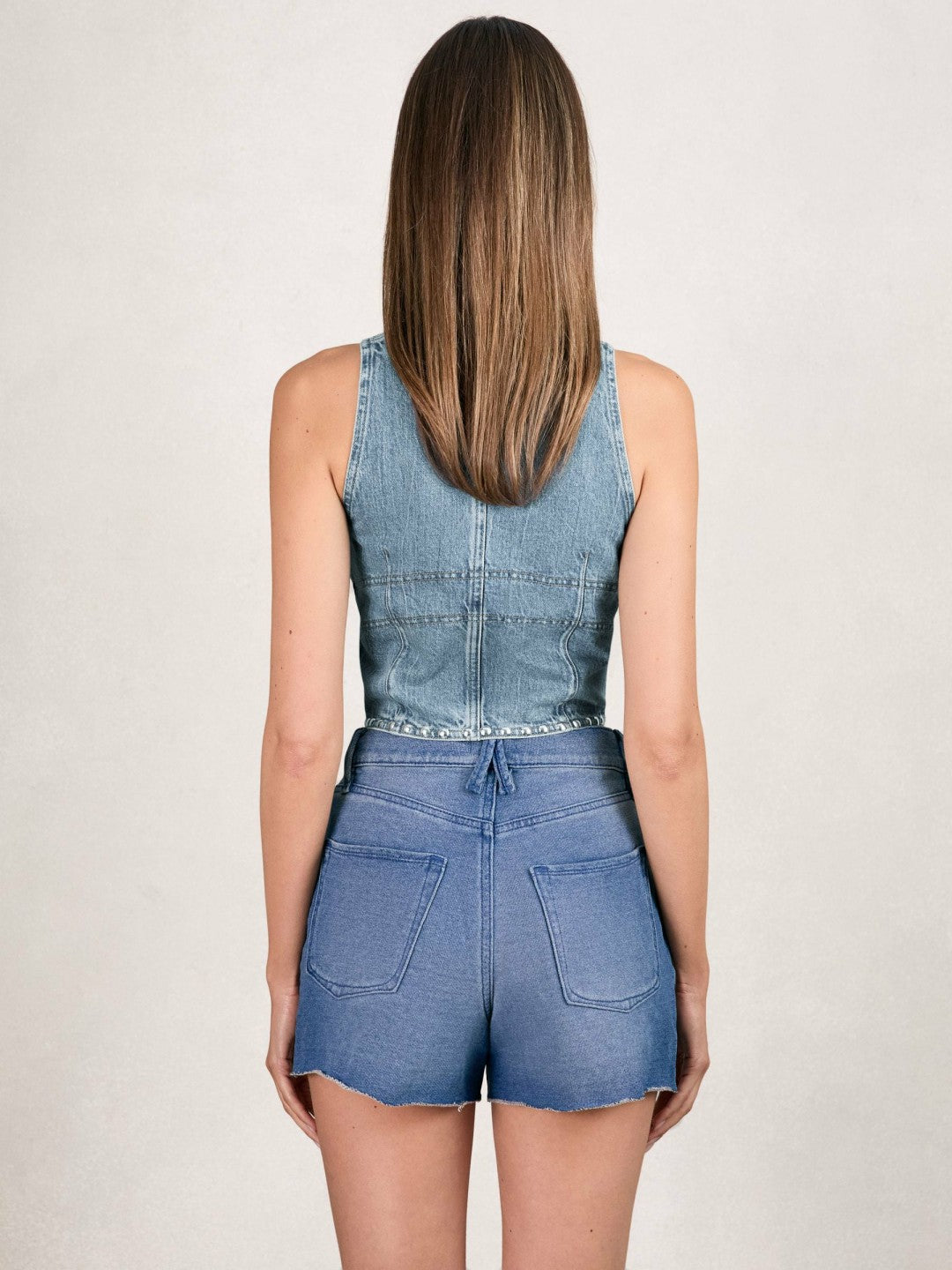 Reiss Best Seller - Studded Denim Vest in Indigo Blue