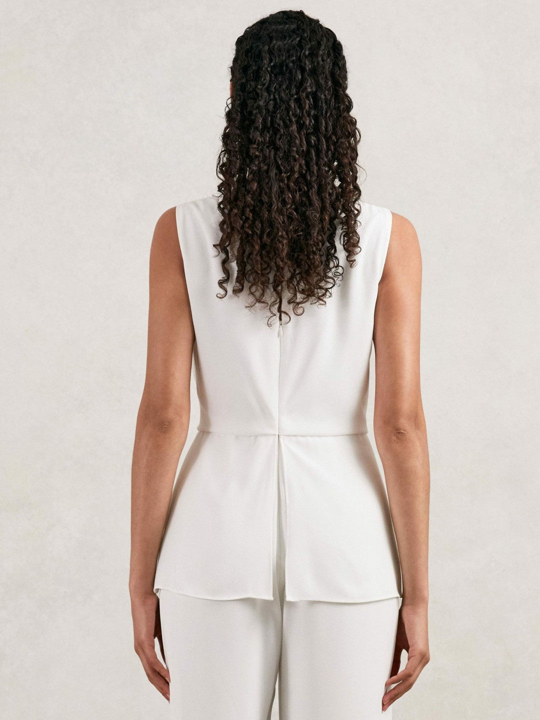 Reiss Deal - Halston Crepe Wide Leg Jumpsuit in Ivory