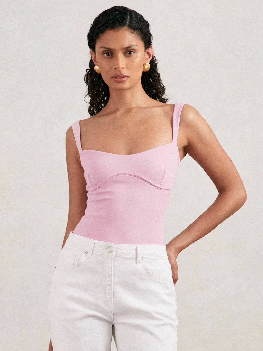 Reiss Sale - Good American Scuba Sweetheart Bodysuit in Light Pink