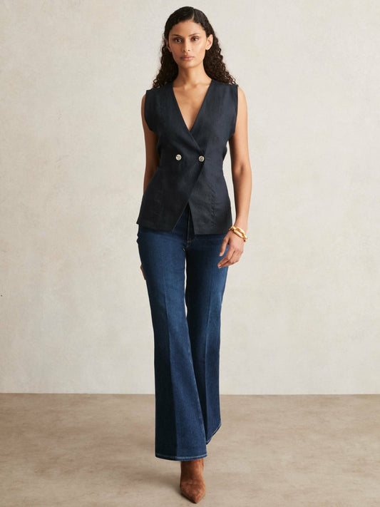Reiss Offer - Paige High Rise Flared Jeans in Marciella Blue
