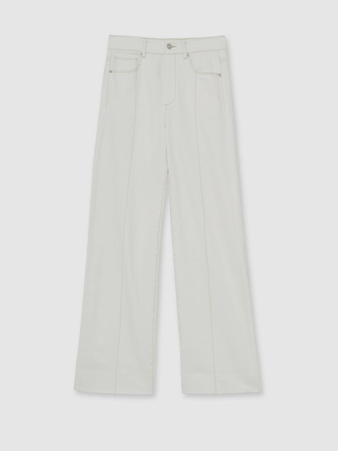 Reiss Savings - Paige Ecru Wide Leg Pintuck Jeans in Ecru