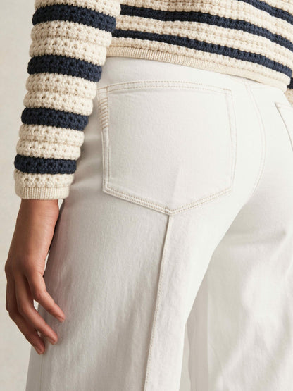 Reiss Savings - Paige Ecru Wide Leg Pintuck Jeans in Ecru