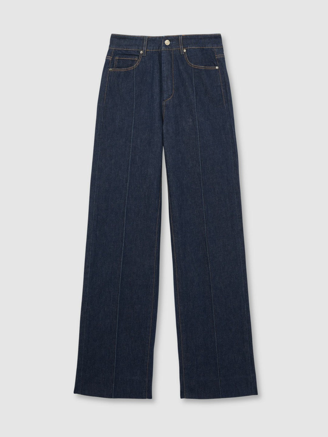 Reiss Value - Paige Wide Leg Pintuck Jeans in Anais Blue