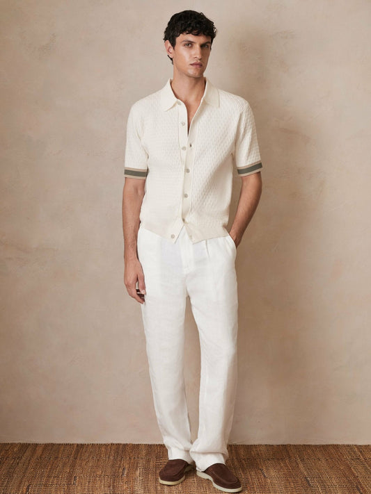 Reiss Deal - | Ché Textured Cuff-Trim Shirt in White