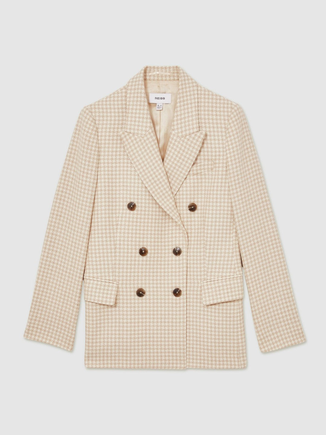 Reiss Deal - Double Breasted Check Blazer With Wool in Neutral Check