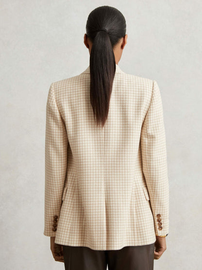 Reiss Deal - Double Breasted Check Blazer With Wool in Neutral Check