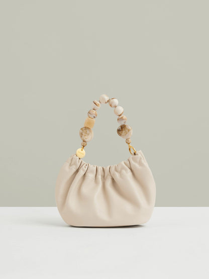 Reiss Sale - Leather Bead-Handle Pouch Bag in Off White
