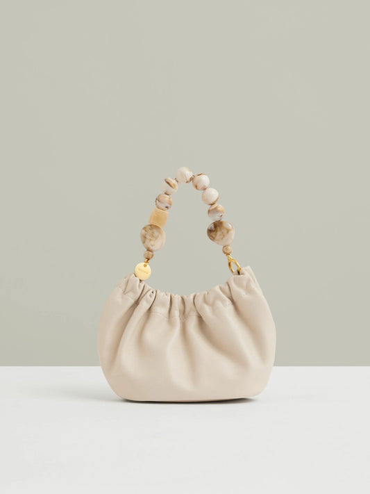 Reiss Sale - Leather Bead-Handle Pouch Bag in Off White