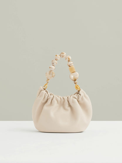 Reiss Sale - Leather Bead-Handle Pouch Bag in Off White