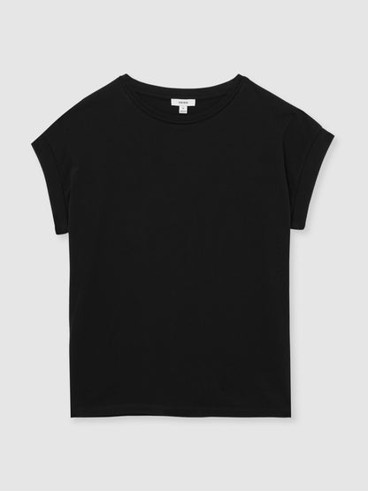 Reiss Savings - Brushed-Cotton Crew-Neck T-Shirt in Black