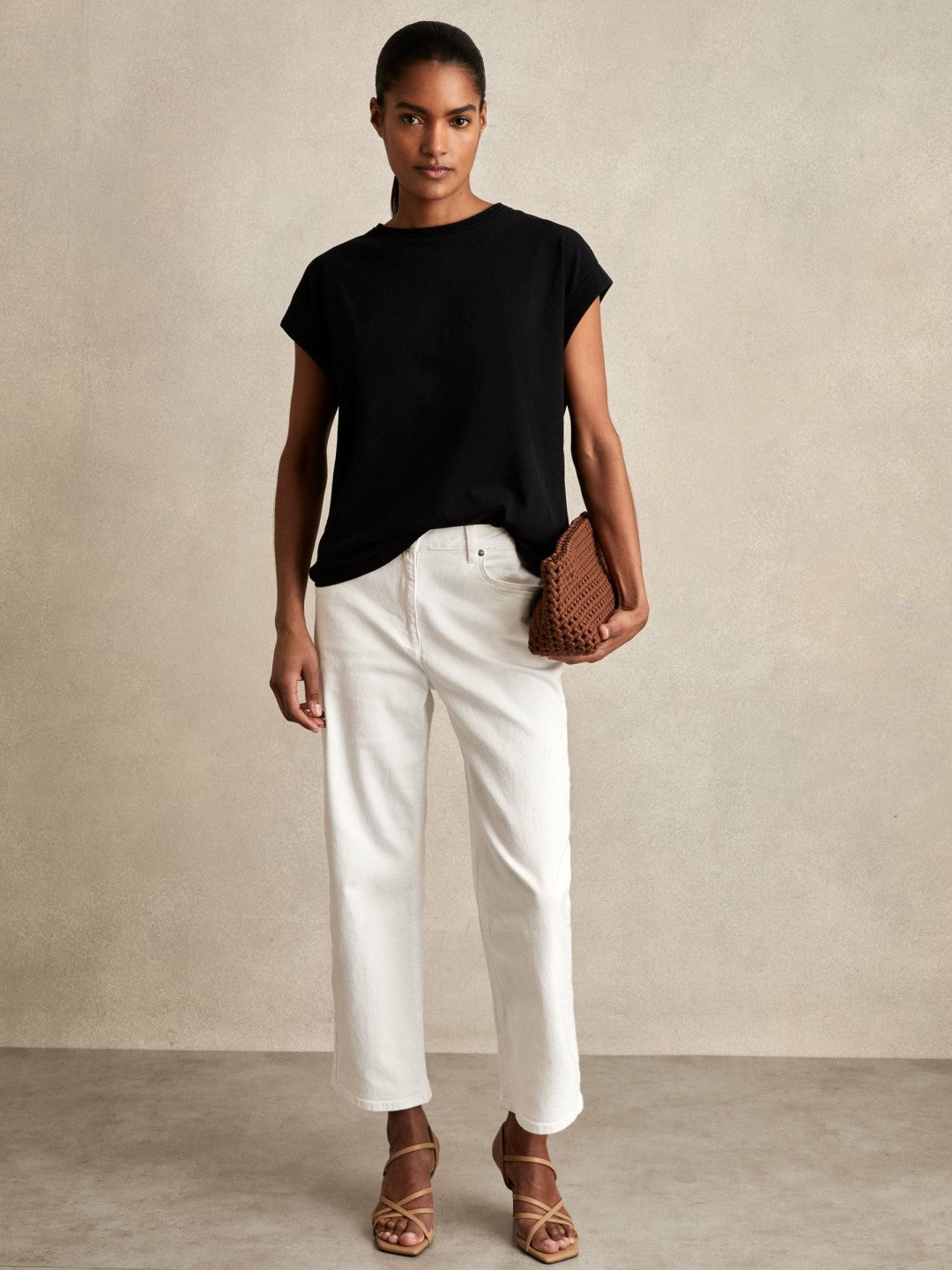 Reiss Savings - Brushed-Cotton Crew-Neck T-Shirt in Black