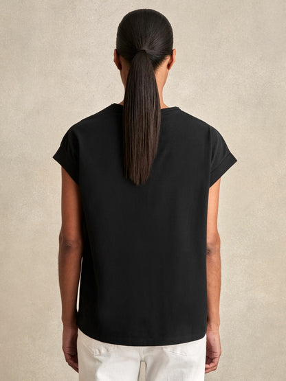 Reiss Savings - Brushed-Cotton Crew-Neck T-Shirt in Black