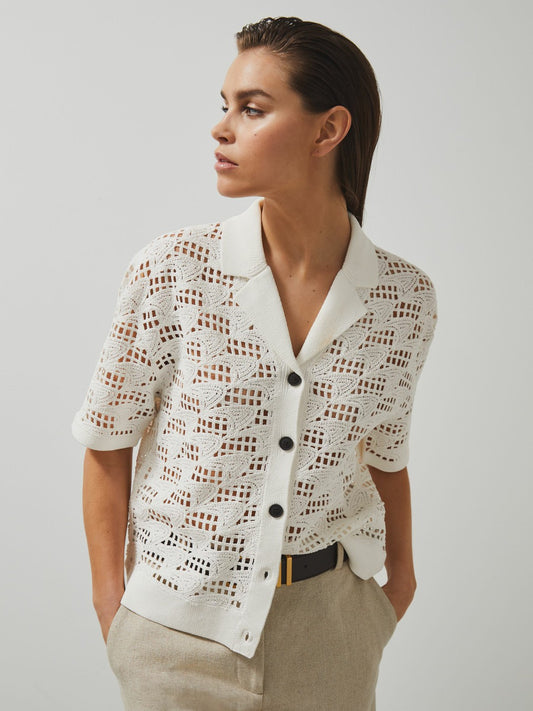 Reiss Deal - McLaren F1 Team Speedmark Crochet Shirt in White