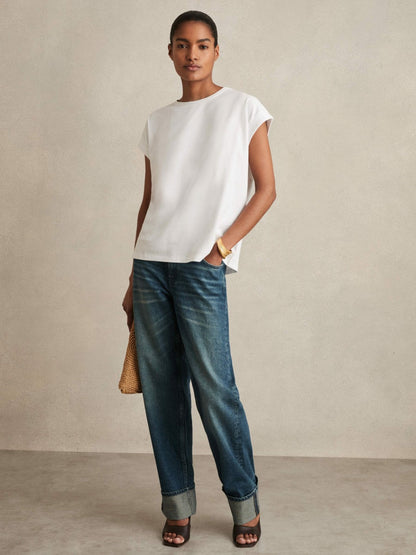 Reiss Best Seller - Brushed-Cotton Crew-Neck T-Shirt in White