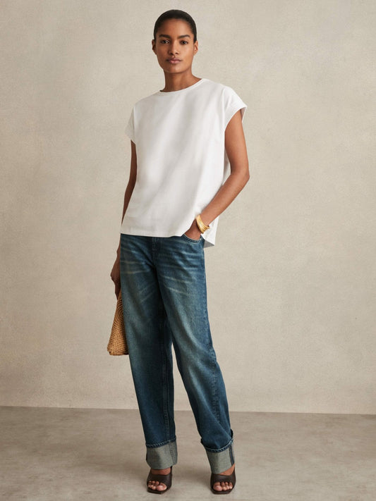 Reiss Best Seller - Brushed-Cotton Crew-Neck T-Shirt in White